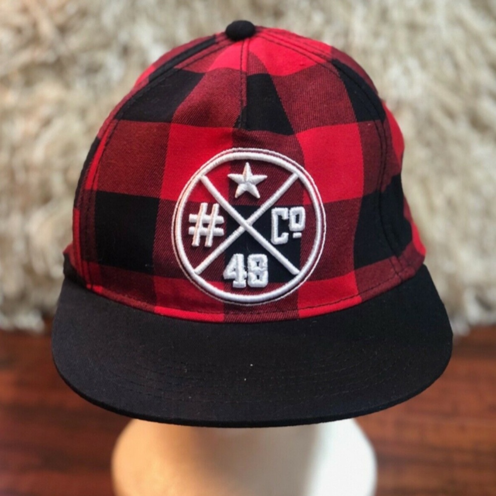 Red Black Checkered Baseball Adjustable Back Cap H - image 3